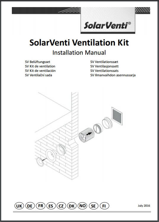 Manual för Vaggmontering med lutning av solarventi luftsolfangare